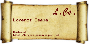 Lorencz Csaba névjegykártya